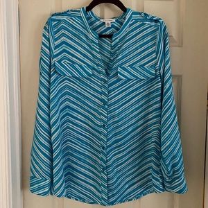 Calvin Klein button up blouse roll up sleeves